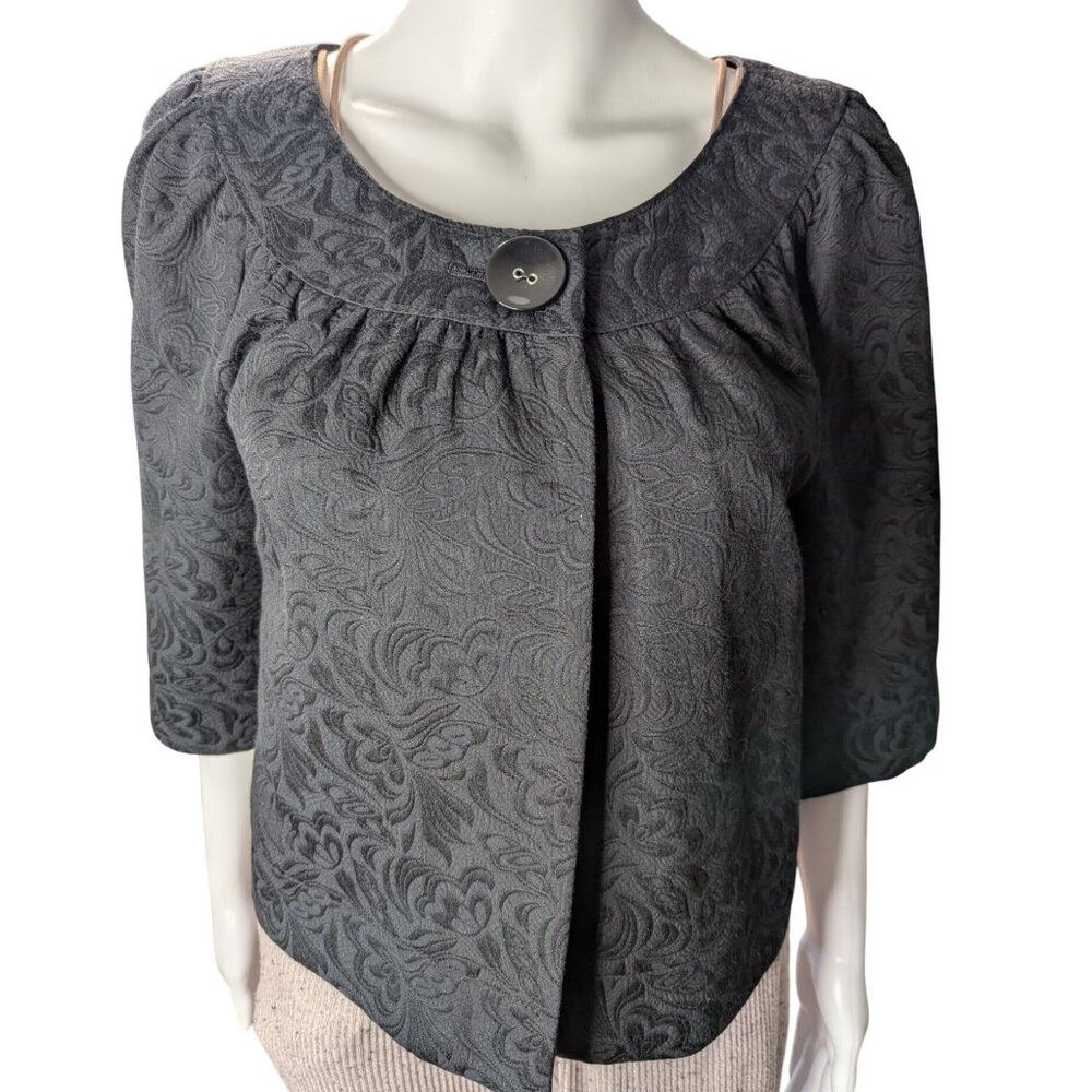 Apt 9 Jacquard Jacket Womens Sz M Cropped Office Layering Business Casual Preppy